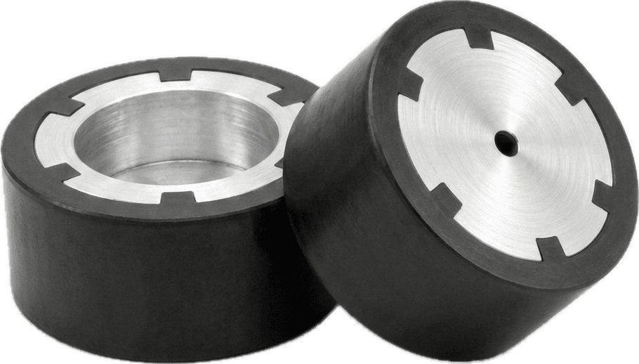 Par de rines robustos de aluminio con llantas negras para robot Mini Sumo competitivo — FDJ Robotics